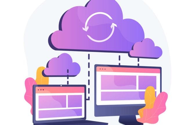 Cloud connection abstract concept vector illustration.